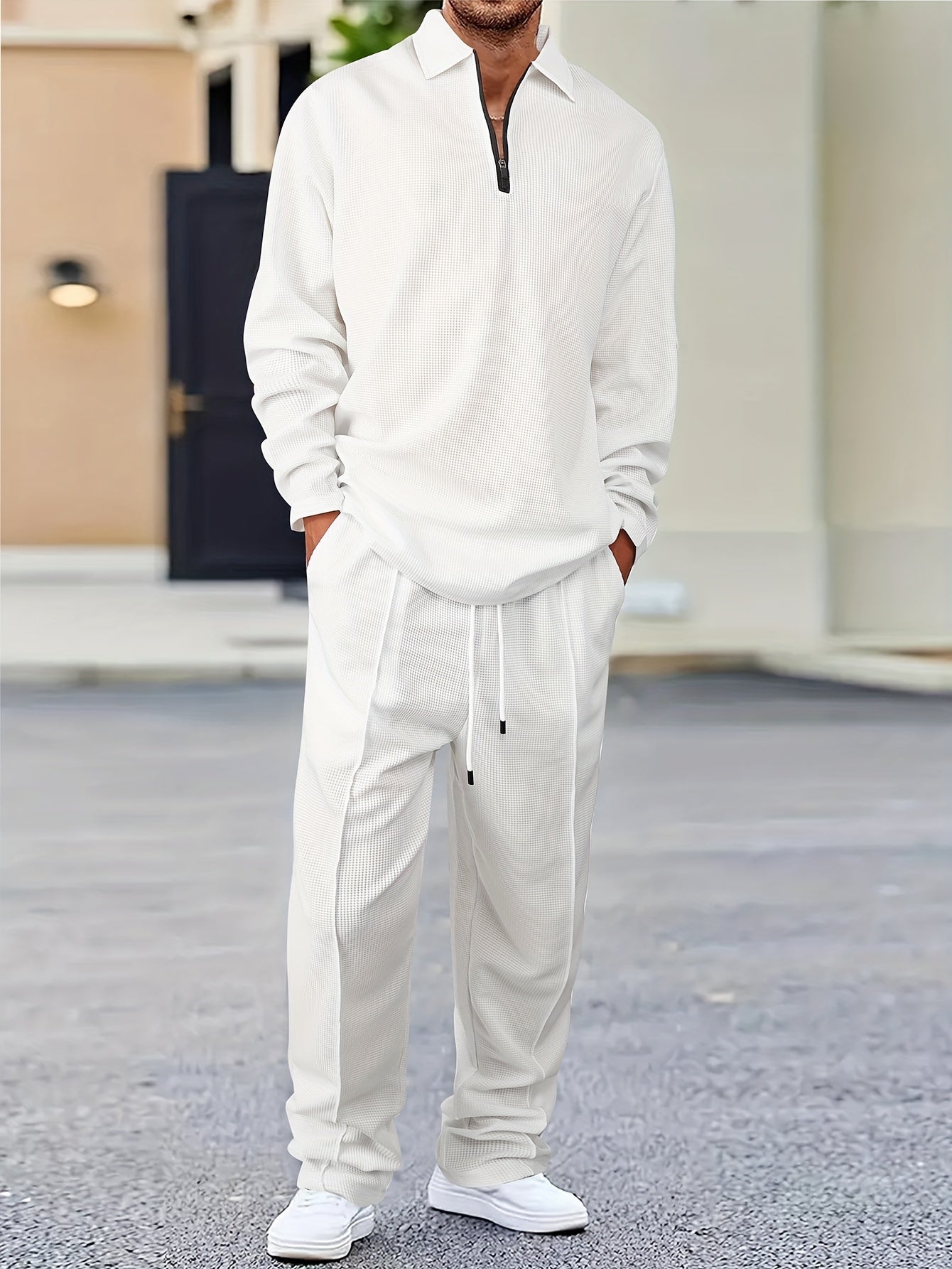 Men’s Minimalist Zip-Collar Lounge Set