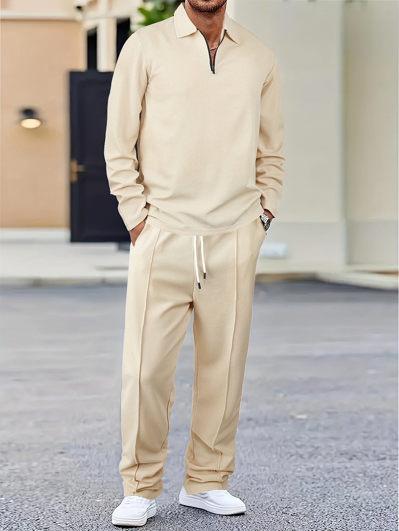 Men’s Minimalist Zip-Collar Lounge Set