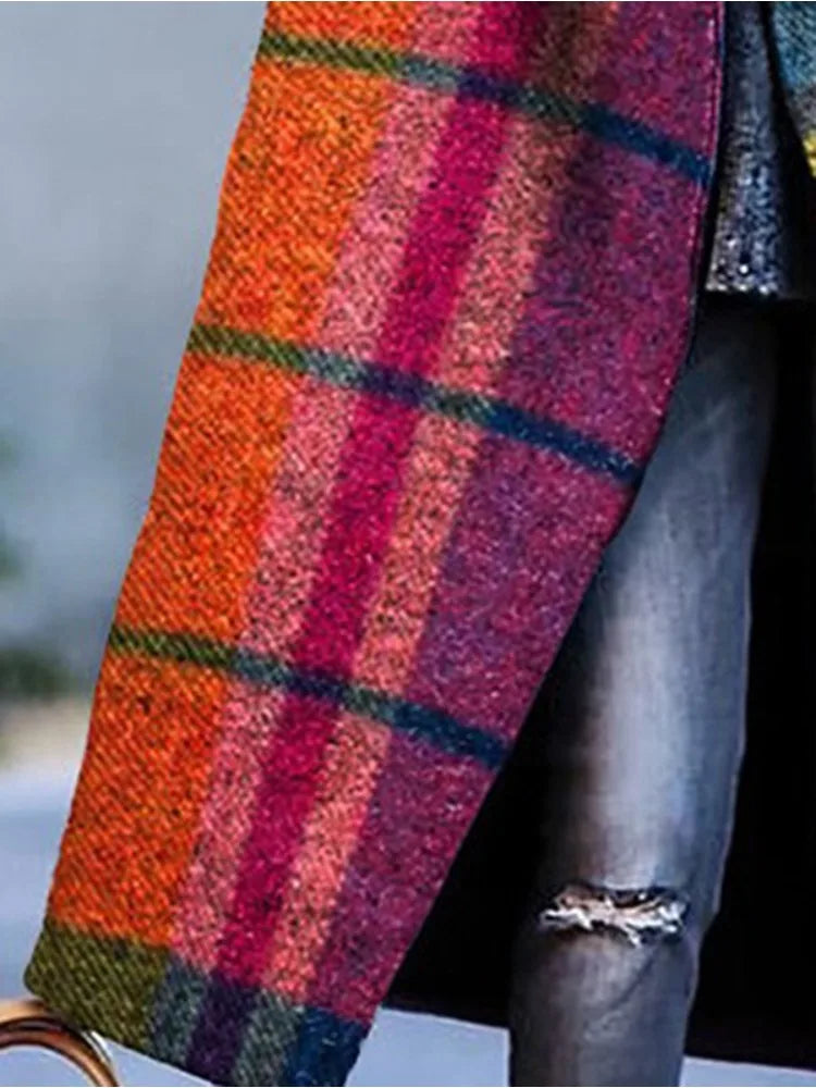 Abstract Oversized Plaid Coat