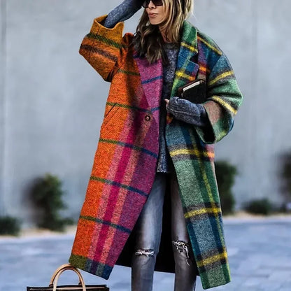 Abstract Oversized Plaid Coat