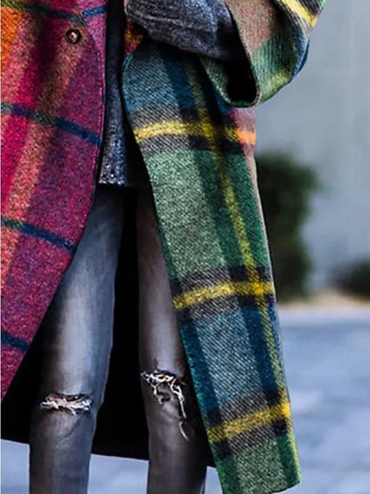 Abstract Oversized Plaid Coat